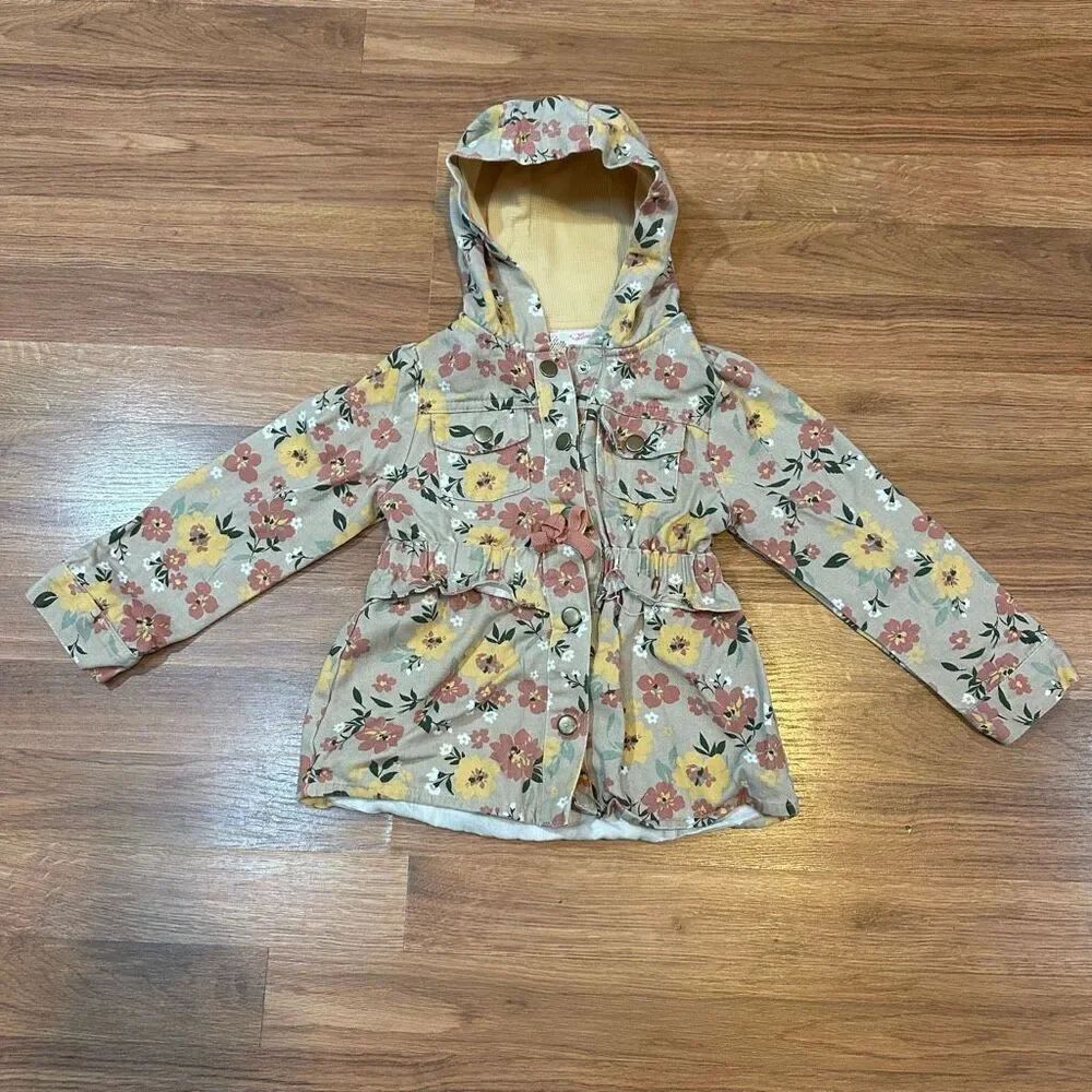 Little Lass Toddler Coat Floral| Girls Size 5